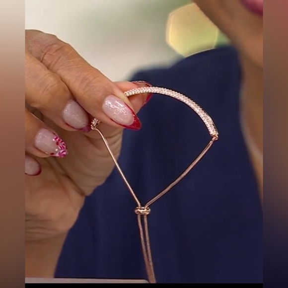 NEW - Diamonique x Kathy Levine Milano Pave Bolo Bracelet, Sterling Silver. Rose - Picture 3 of 5